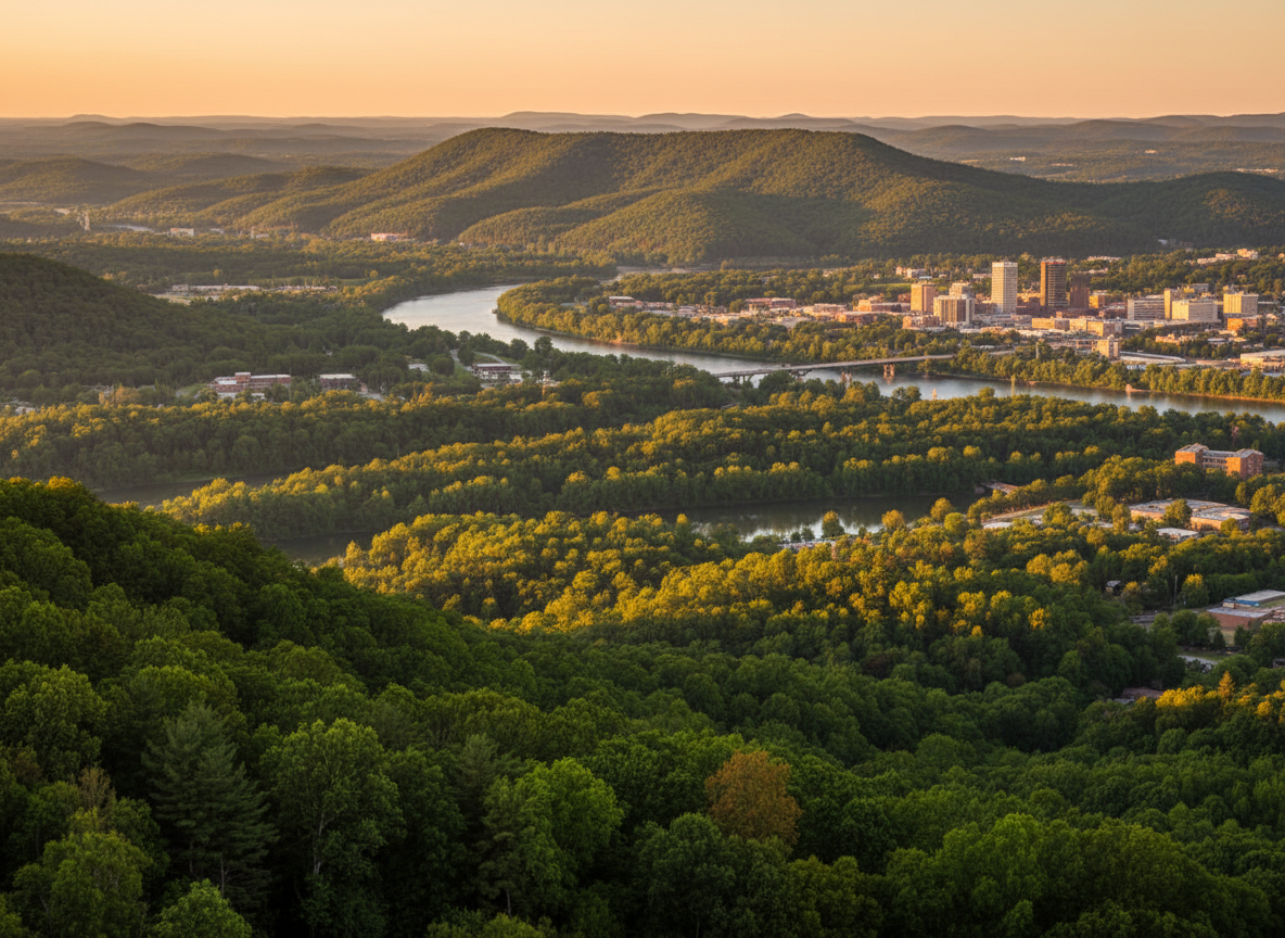 Knoxville Tennessee skyline and river